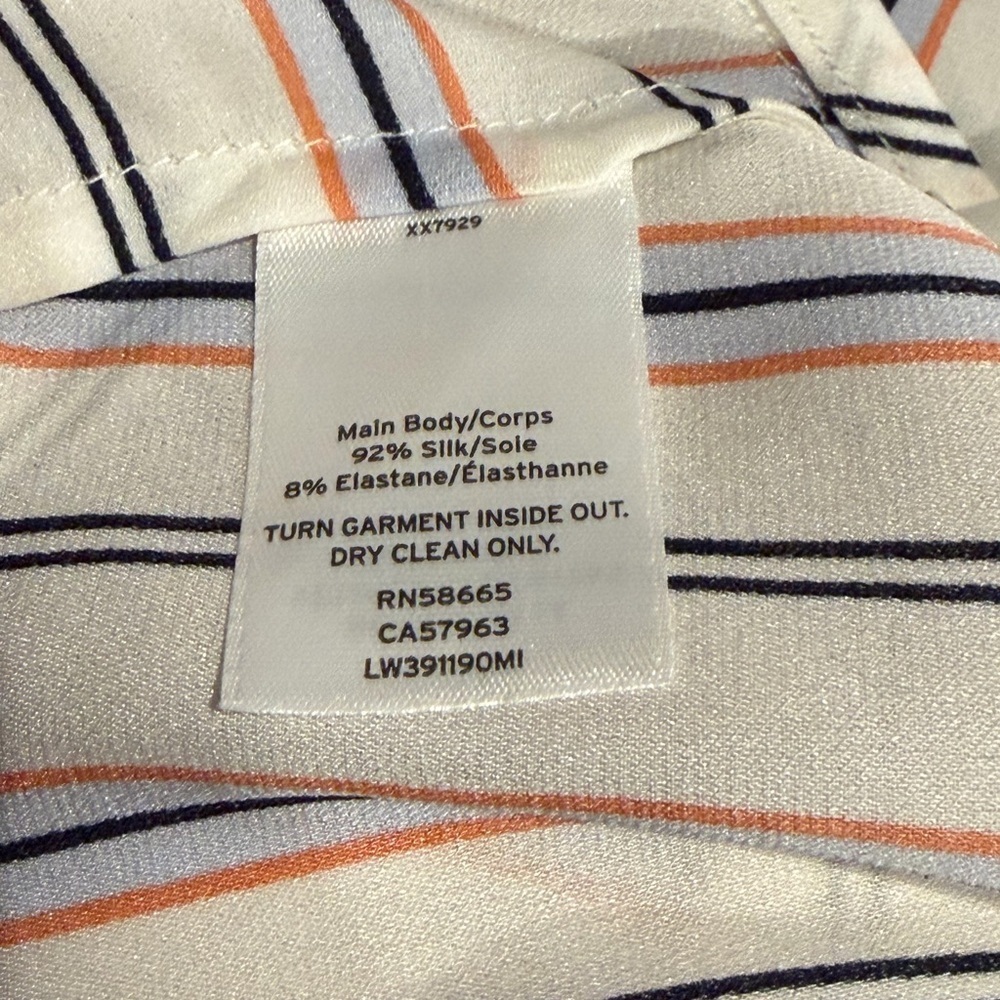 Lewit Laurie striped draped asymmetric silk blend top Womens XL NWOT - Picture 7 of 8